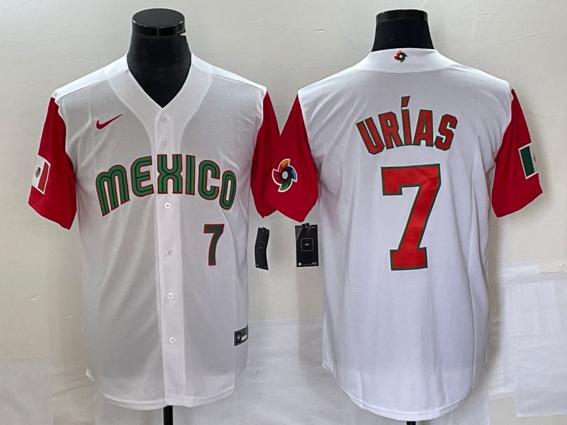 Men 2023 World Cub Mexico #7 Urias White orange Nike MLB Jersey11->more jerseys->MLB Jersey